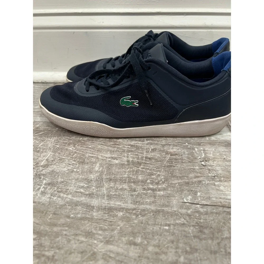 Lacoste Men's Tramline 116 Sneakers Navy Blue Mesh Vibram Sole Shoes Size 10